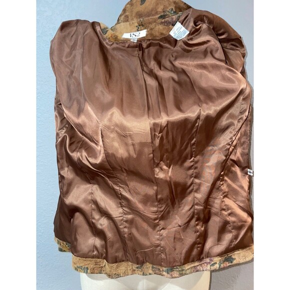 VS2 Women’s Genuine Suede Floral Jacket size S Snap Front Stand Collar Shacket - Picture 8 of 12
